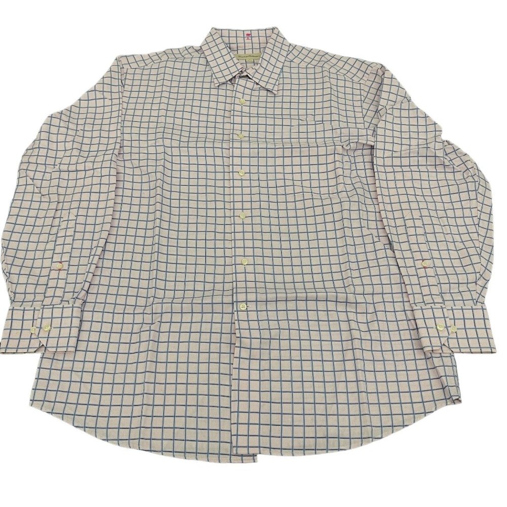 Tommy Bahama Men's Pink/Blue Checkered LS Button Up Shirt, Size 16 / 32-33